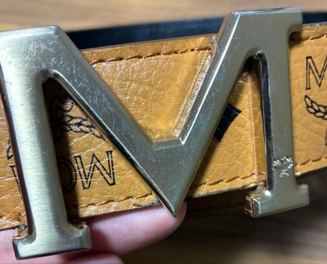 MCM ブラウン ベルト Mロゴバックル