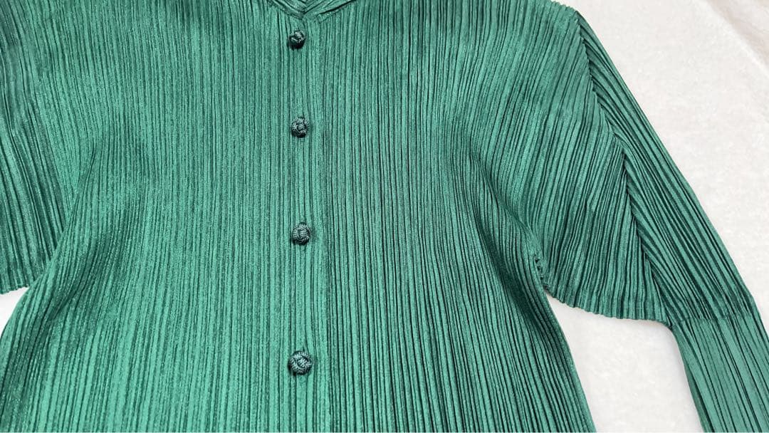 PLEATSPLEASE プリーツプリーズ 長袖 カーディガン 変形 グリーン