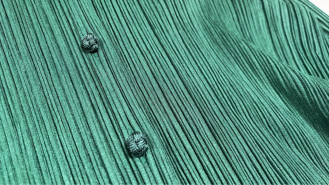 PLEATSPLEASE プリーツプリーズ 長袖 カーディガン 変形 グリーン