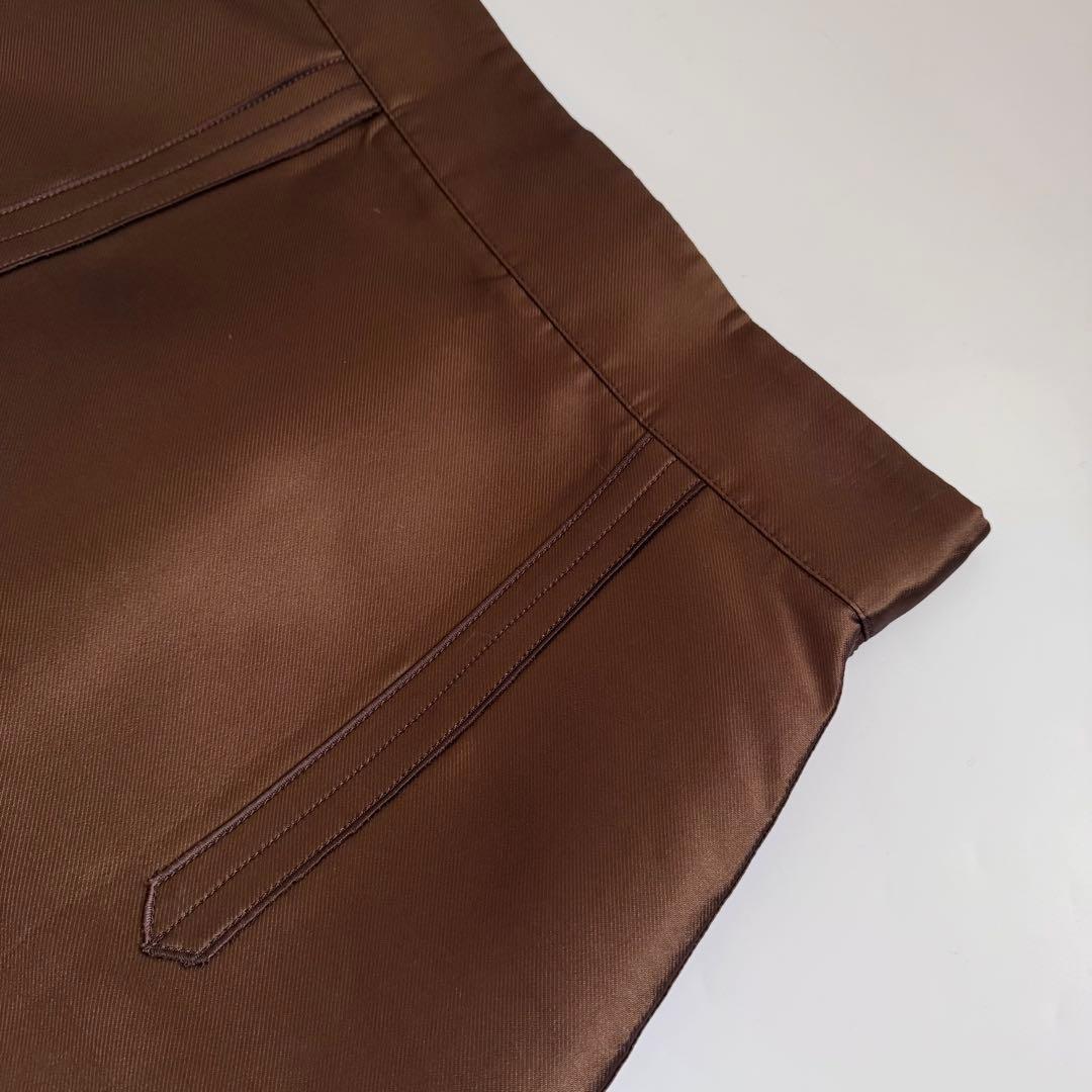 春コーデ CYCLASシルク混トラペーズスカート ブラウン 美品 シクラス