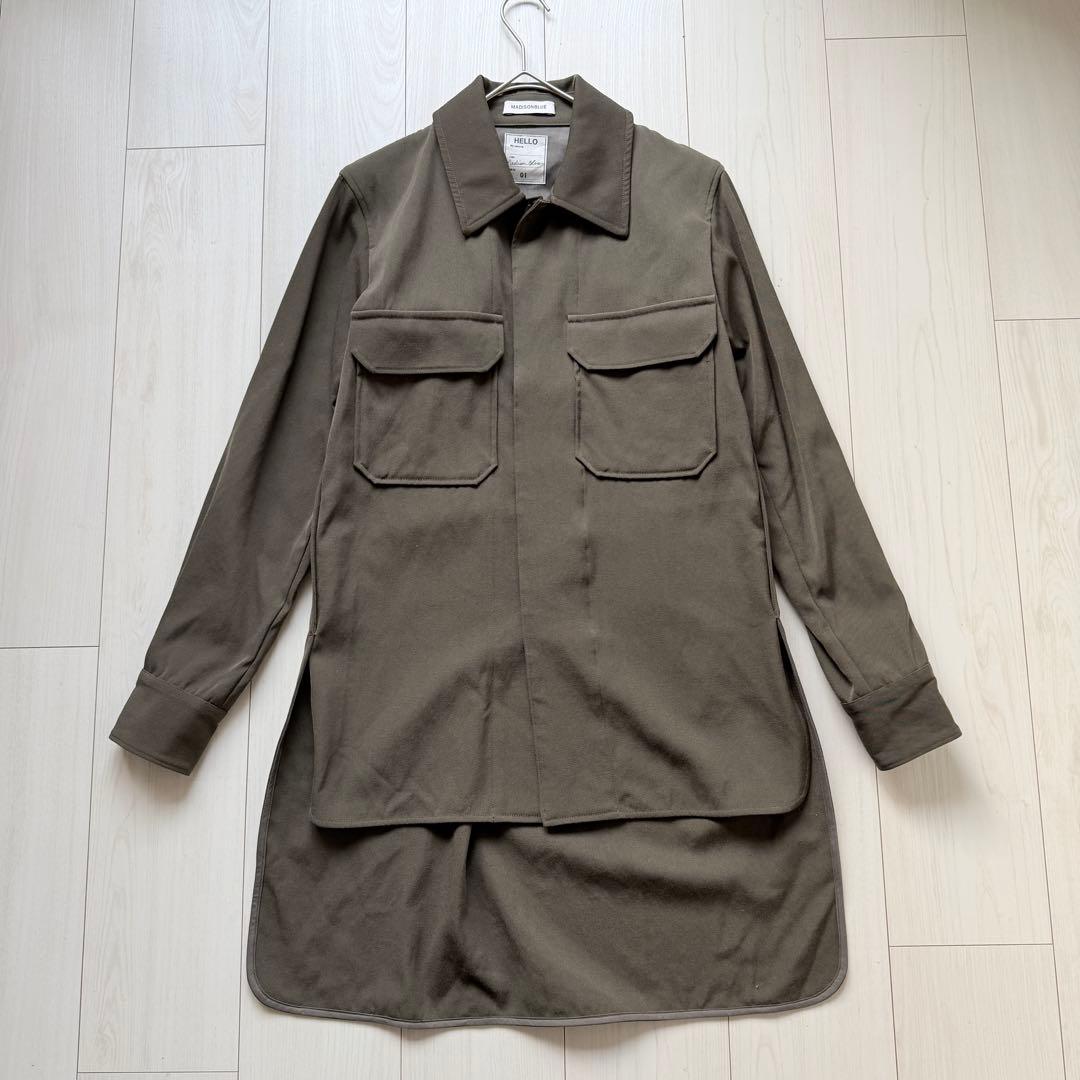 美品✨マディソンブルー　ウール　ロングシャツ　フランネル　カーキ　オリーブ
