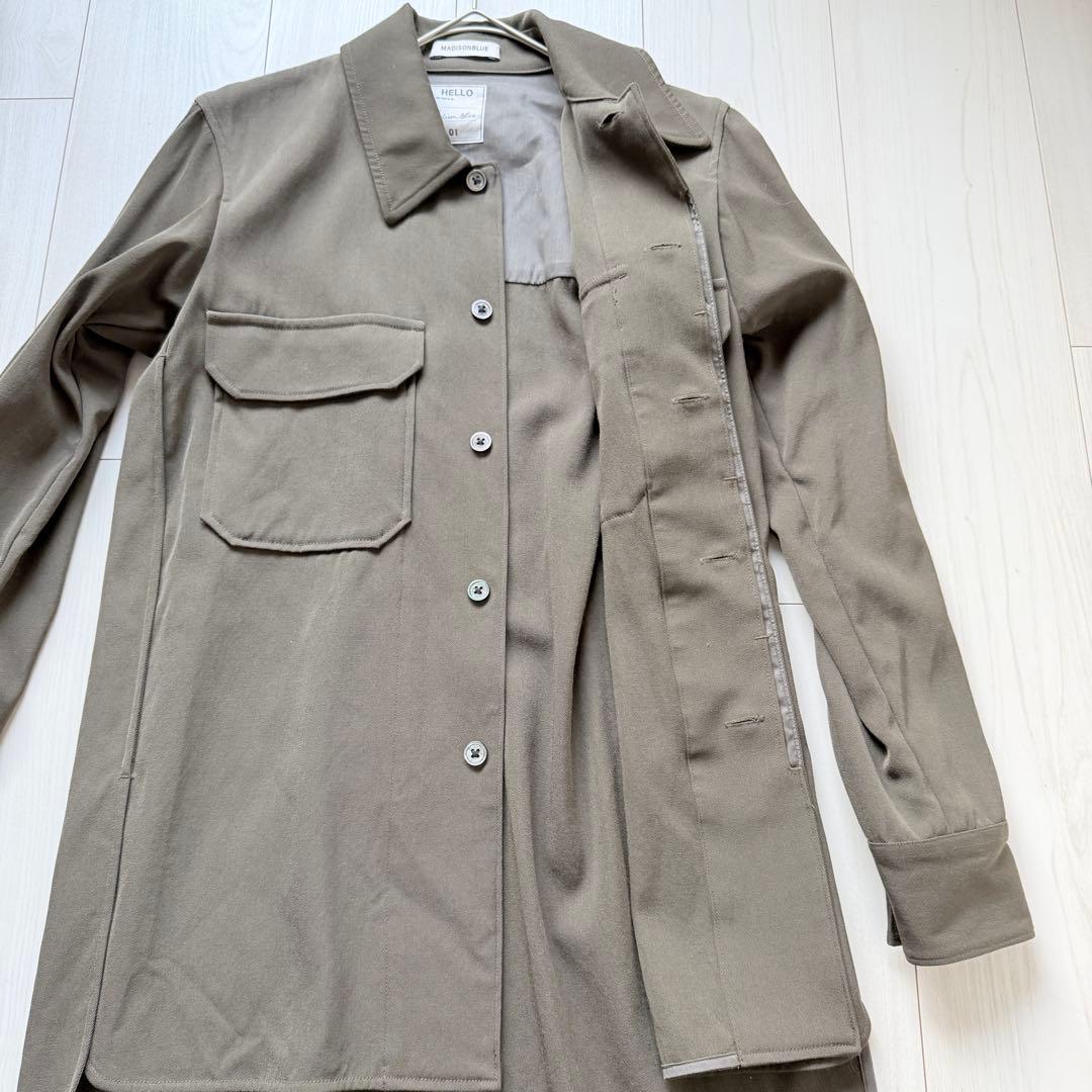 美品✨マディソンブルー　ウール　ロングシャツ　フランネル　カーキ　オリーブ
