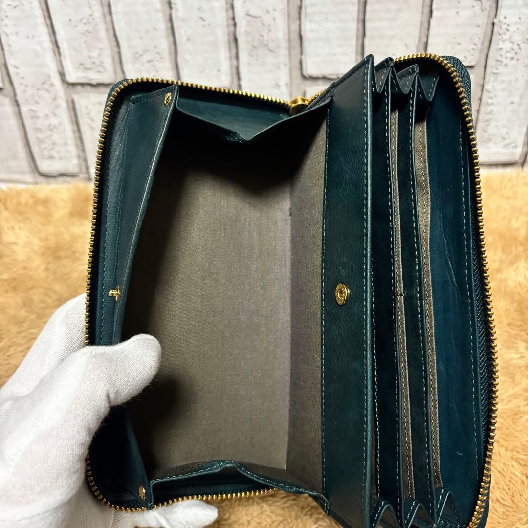 極美品 ポーターワイズ長財布 フォレストグリーン馬革PORTER吉田カバン