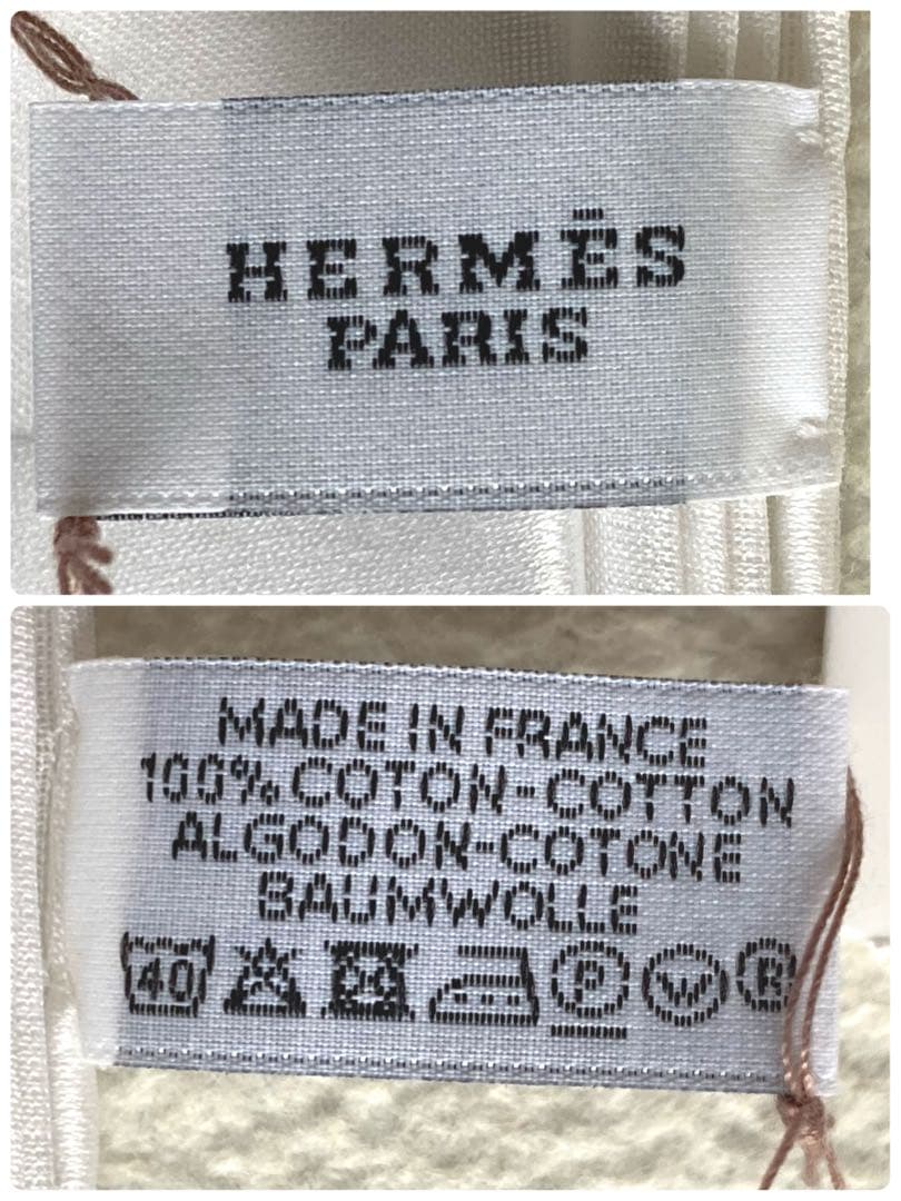 未使用タグ付　エルメス　ハンカチーフ　シャカード　Hレリーフ　ホワイト