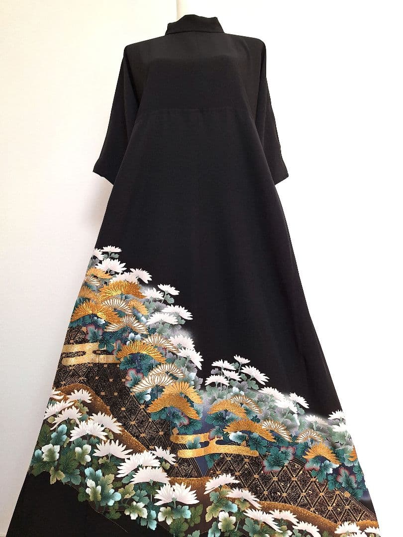 着物リメイクワンピース3698