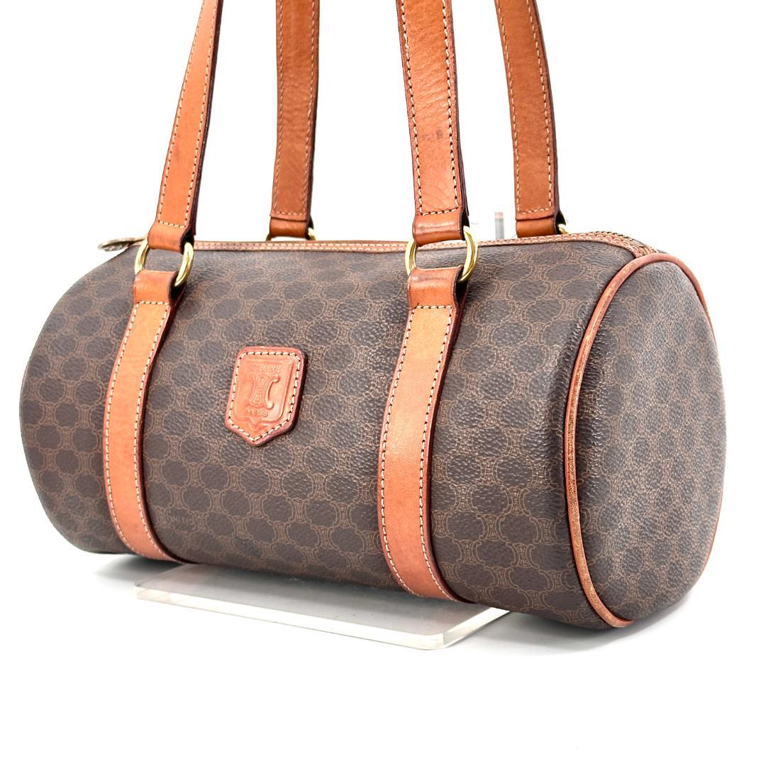 美品 CELINE セリーヌ マカダム柄 パピヨン ボストンバッグ ハンドバッグ