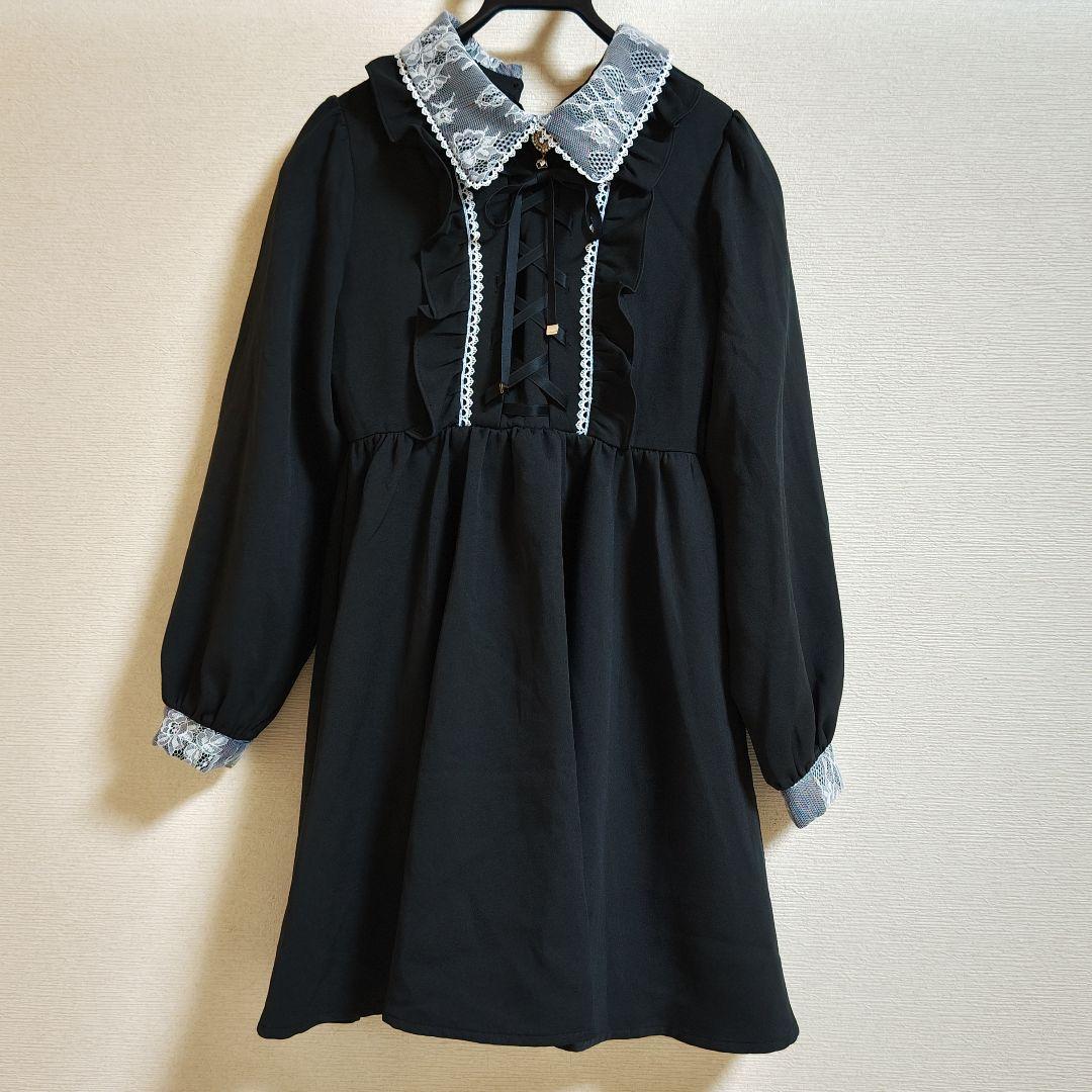 タグ付き ROJITA フロントレースアップワンピース ブラック