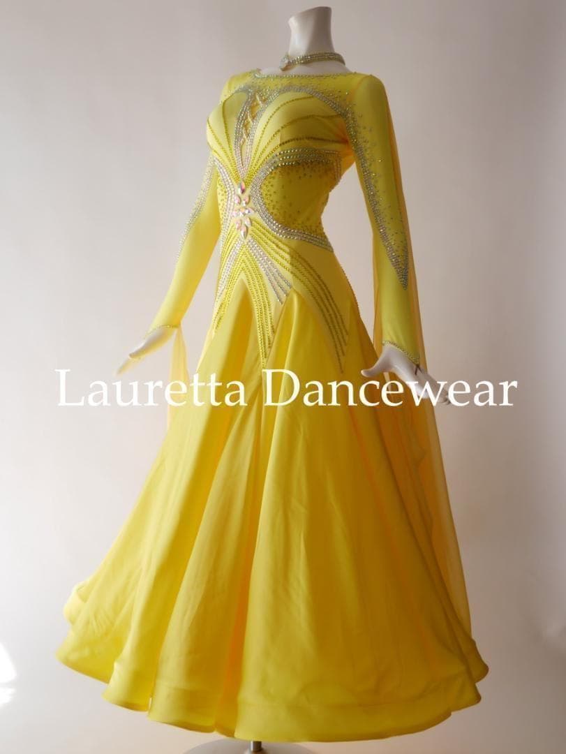 新品未使用 社交ダンス ドレス 衣装 スタンダード Ｍ レモンイエロー