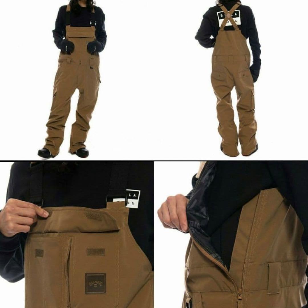 BILLABONG ブラウン スノーボード　ビブパンツ　オーバーオール Mサイズ