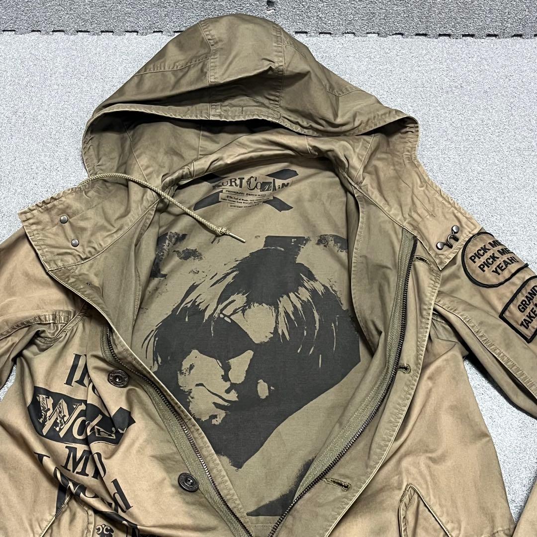 966 HGカートコバーンフォト×パッチ満載グランジM51ミリタリーモッズパーカ