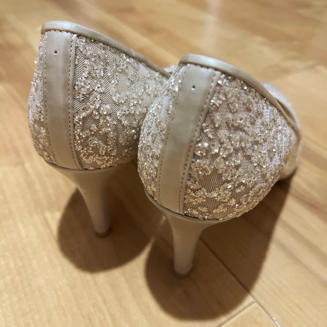 【ぷう】DIANA パンプス　ゴールド　ブライダルシューズ