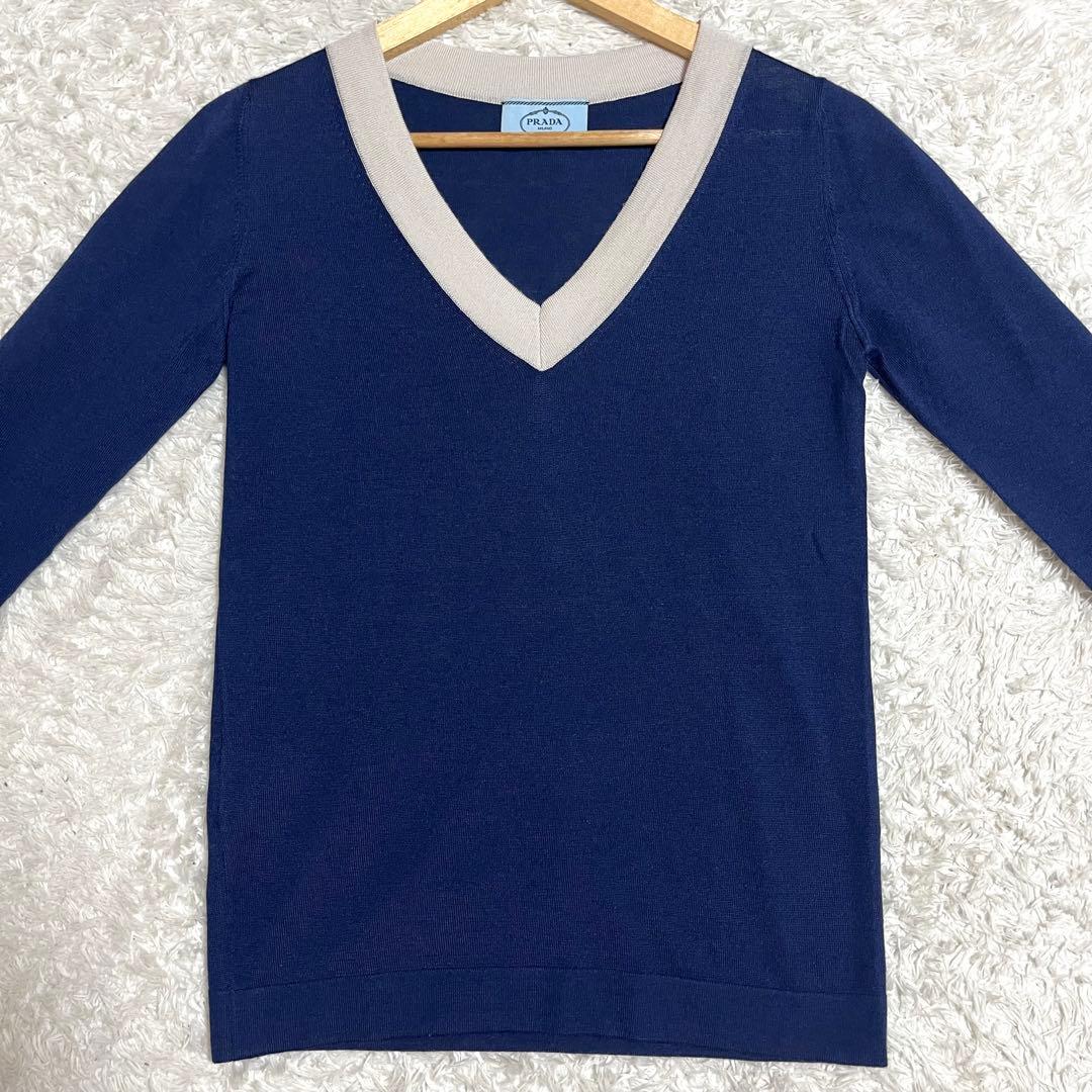 PRADA プラダ ニット シルク ウール ネイビー 40サイズ トップス