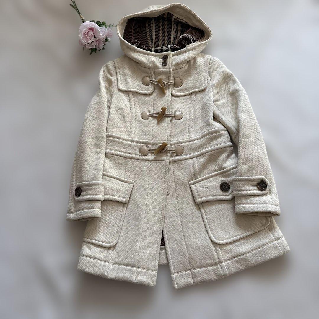 レア✨バーバリーブルーレーベル ダッフルコート ノバチェック フード ホワイト