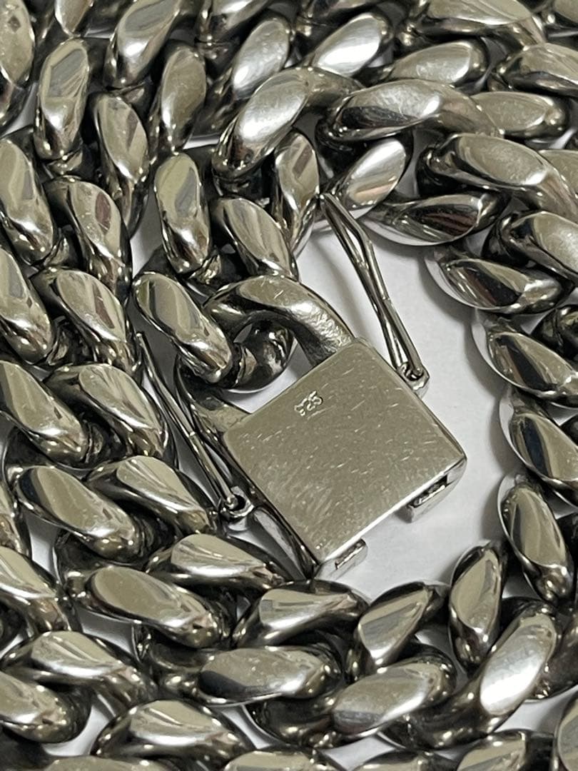 美品　特別製　シルバー925　喜平　マイアミ　チェーン　メンズ　ネックレス