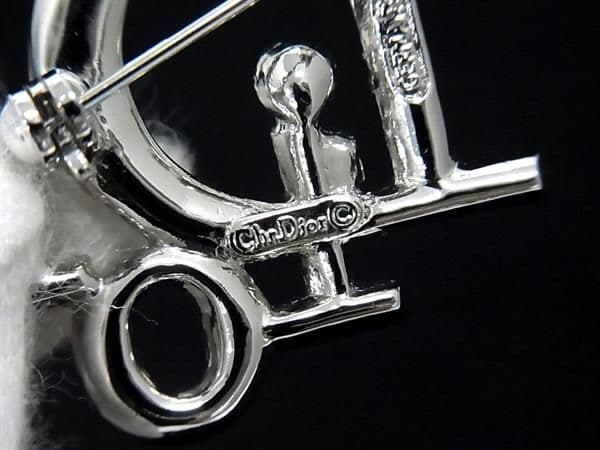 極美品正規 Dior ブローチ ラインストーン ビンテージ クリスタル シルバー