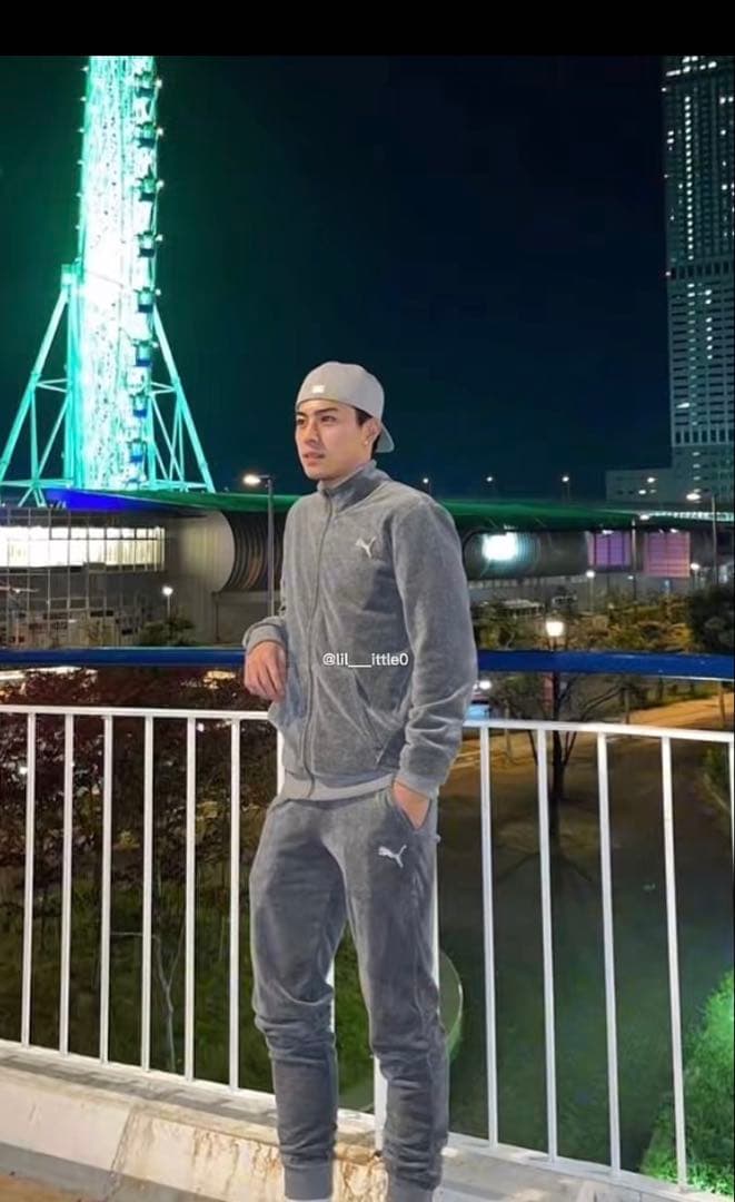 しょーきち着用 Puma グレー ベロア上下セット