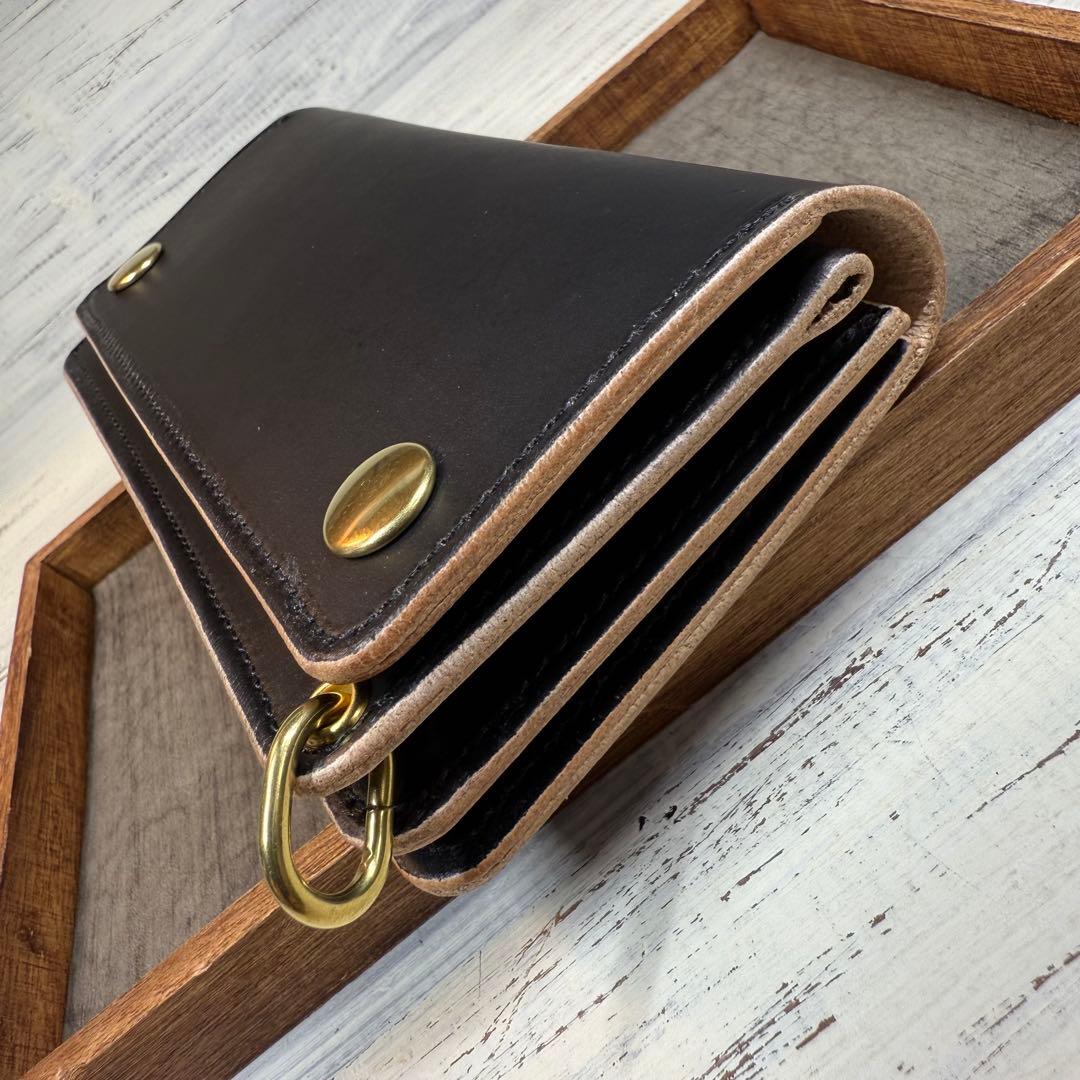 【トラッカーウォレット ロング 3層】 ブラック 姫路 ゴールド YKK