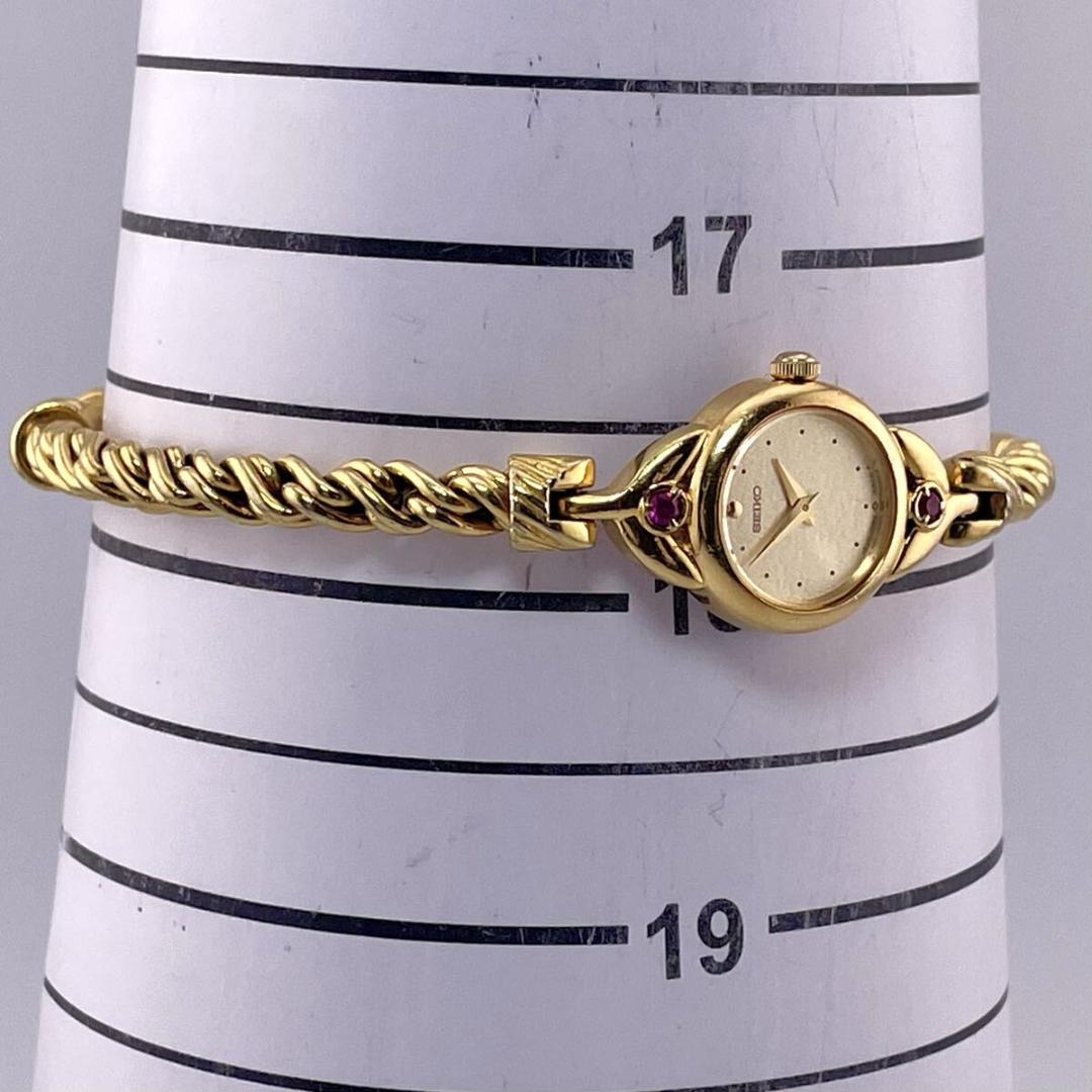 【新品電池◎/稼働】セイコー 2Pカラーストーン ルビー ゴールドウォッチ 時計
