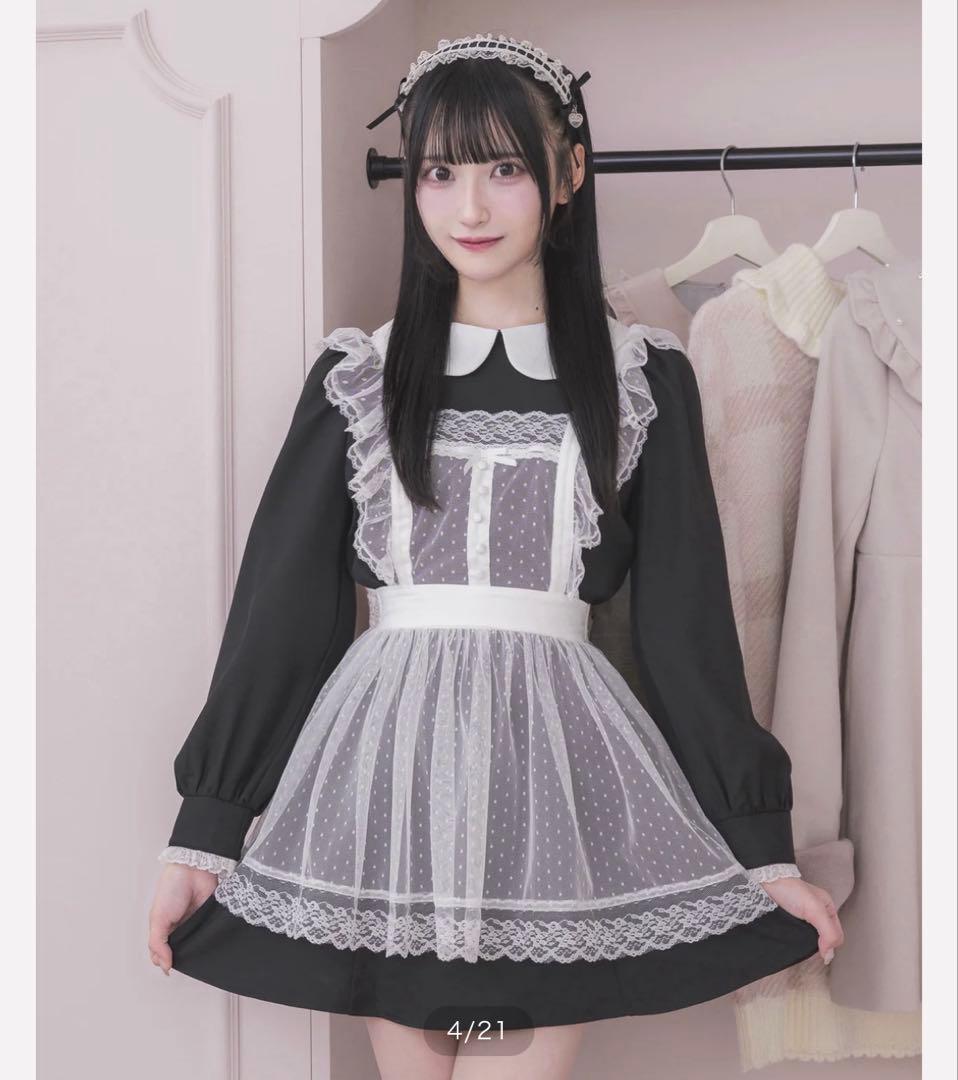 pium チュールエプロン付きドーリーワンピース