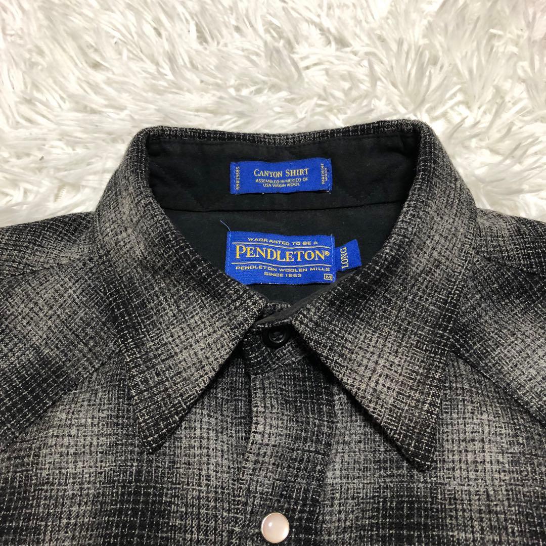ペンドルトン　オンブレチェックシャツ　ウエスタン　黒×グレー