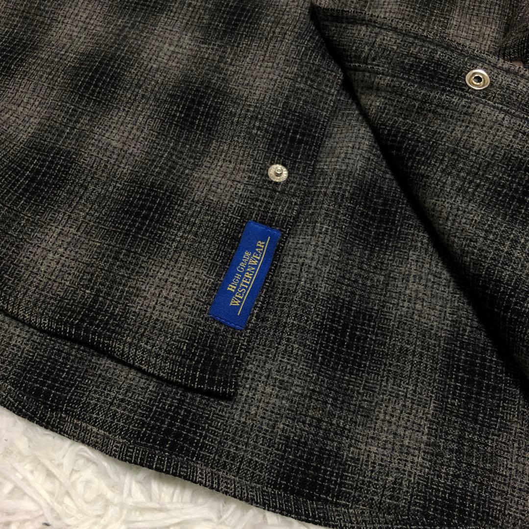 ペンドルトン　オンブレチェックシャツ　ウエスタン　黒×グレー