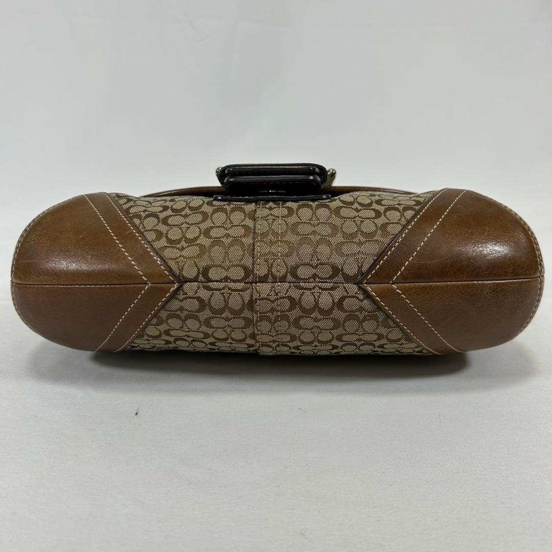 【美品/保存袋付】コーチ 6818 シグネチャー ワンハンドバッグ 肩掛け 茶