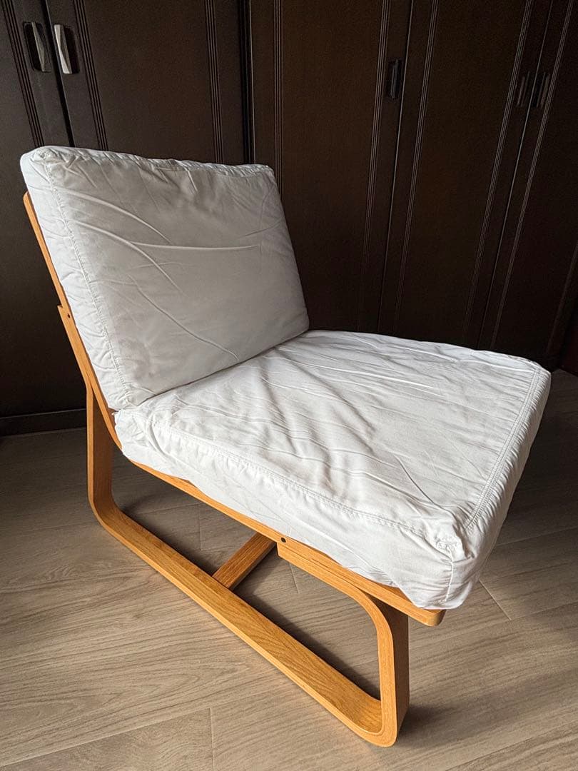 無印良品 リビングでもダイニングでも使える　ソファチェア　オーク材