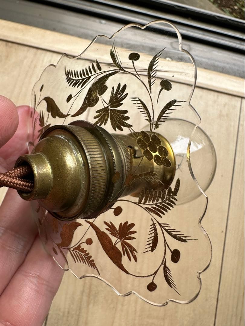 1900年代初頭 フランス アンティーク 金箔で絵付けされた美しいアトリエランプ