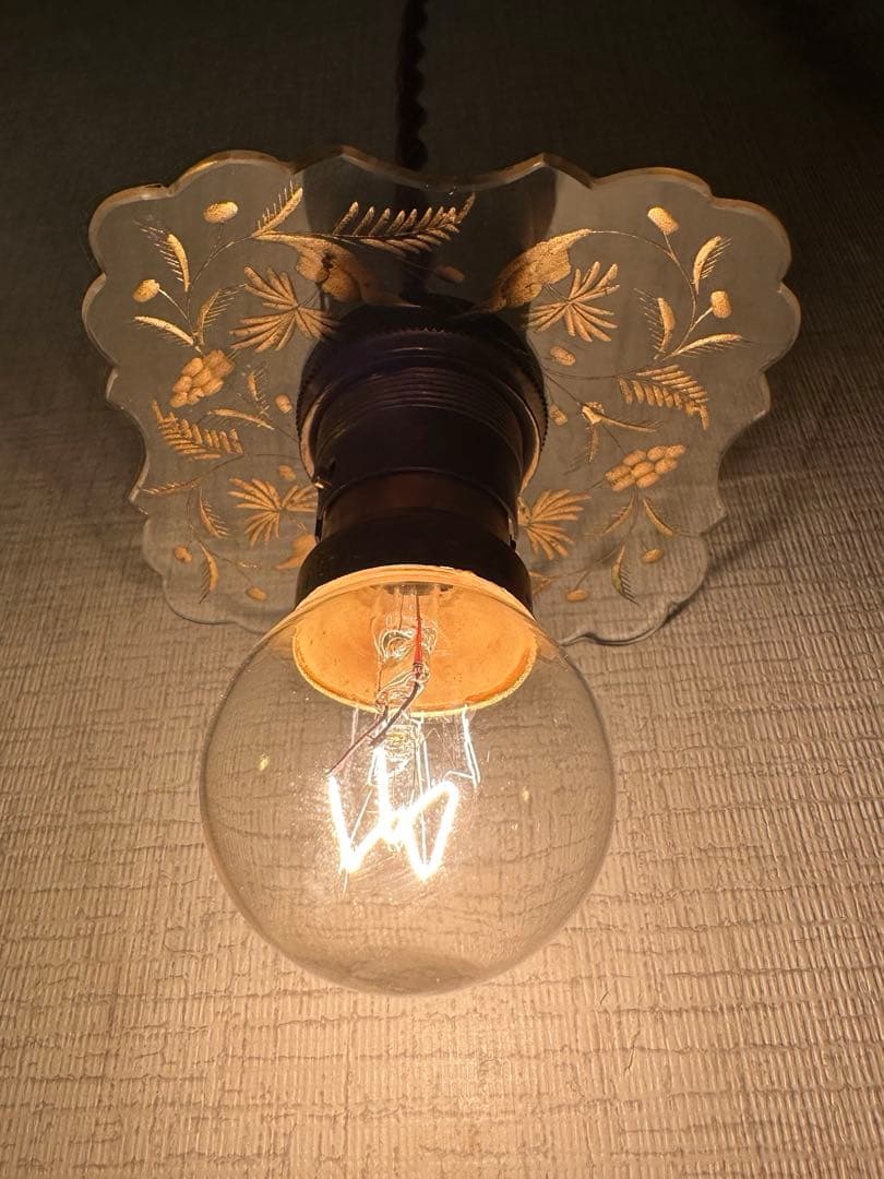 1900年代初頭 フランス アンティーク 金箔で絵付けされた美しいアトリエランプ