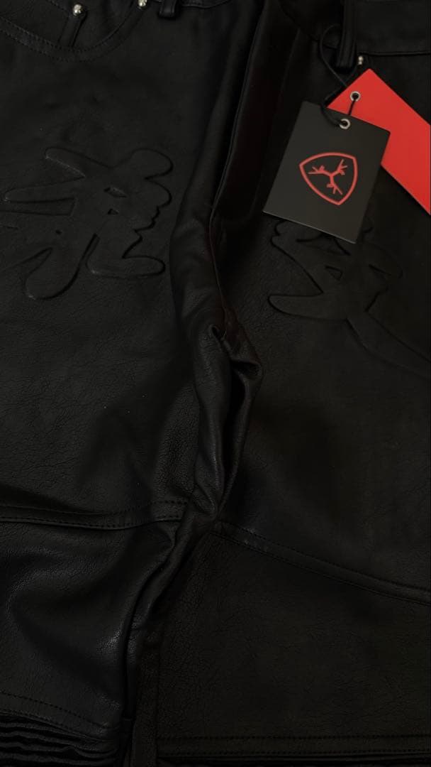 激レア　レザーデニム　コーティング　スタッズ付き　swag