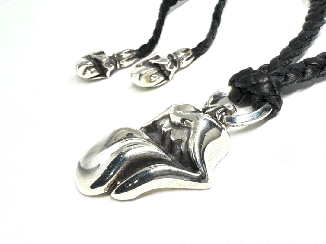 クロムハーツ リップ＆タン ペンダント レザーブレード ネックレス SV925