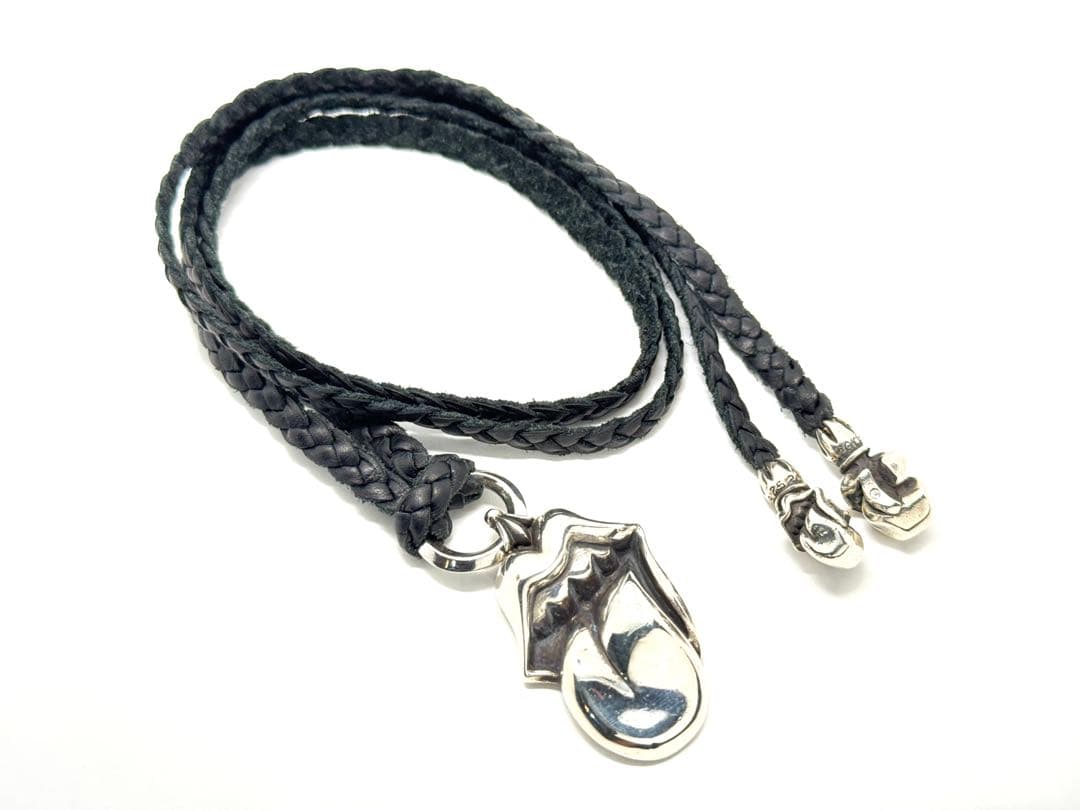 クロムハーツ リップ＆タン ペンダント レザーブレード ネックレス SV925