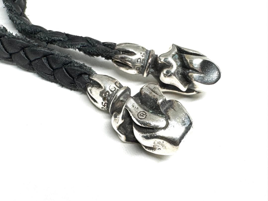 クロムハーツ リップ＆タン ペンダント レザーブレード ネックレス SV925