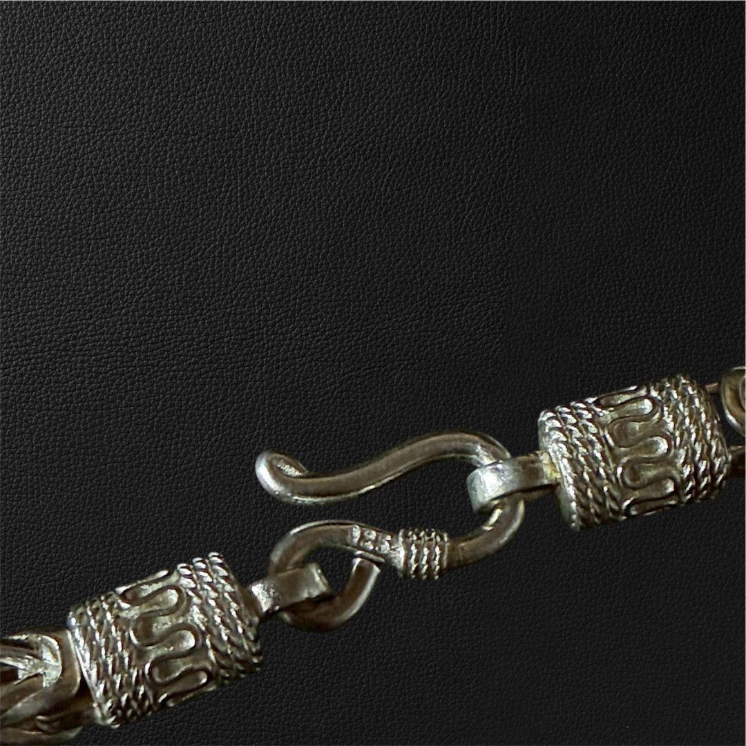 シルバー925刻印 タイシルバー ドラゴンボーンチェーン 編み込み ネックレス