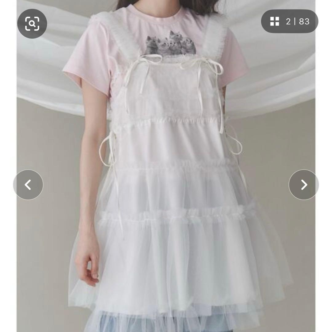 merry jenny チュールコルセットミニワンピース 白