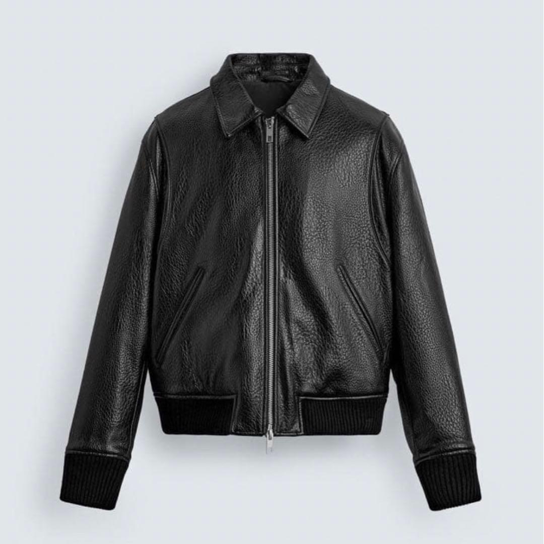 今期モデル ZARA フェイクレザージャケット 短丈 ボンバー ジャケット L