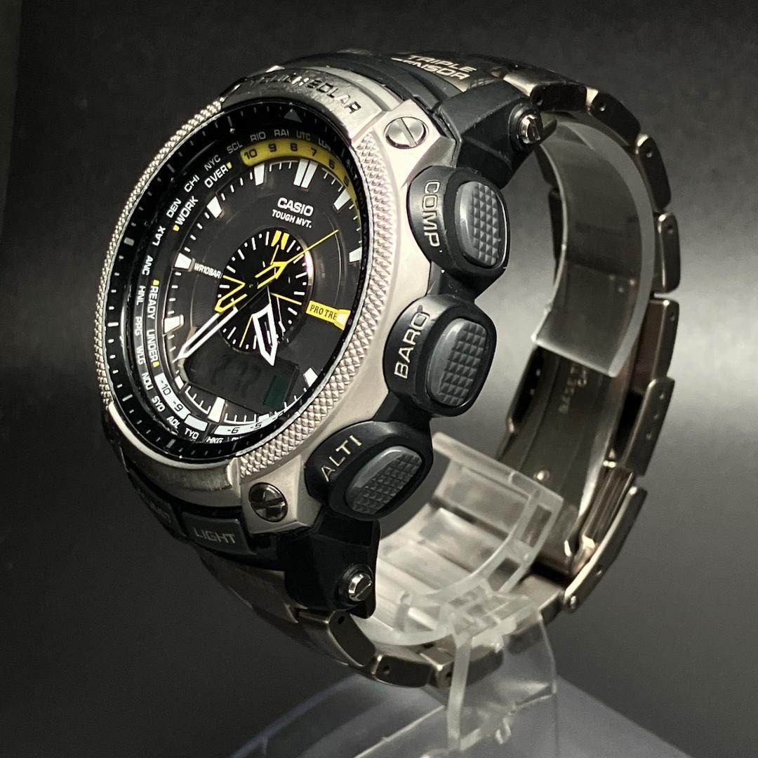 【電波ソーラー/稼働】カシオ プロトレック 腕時計 メンズ チタンベルト