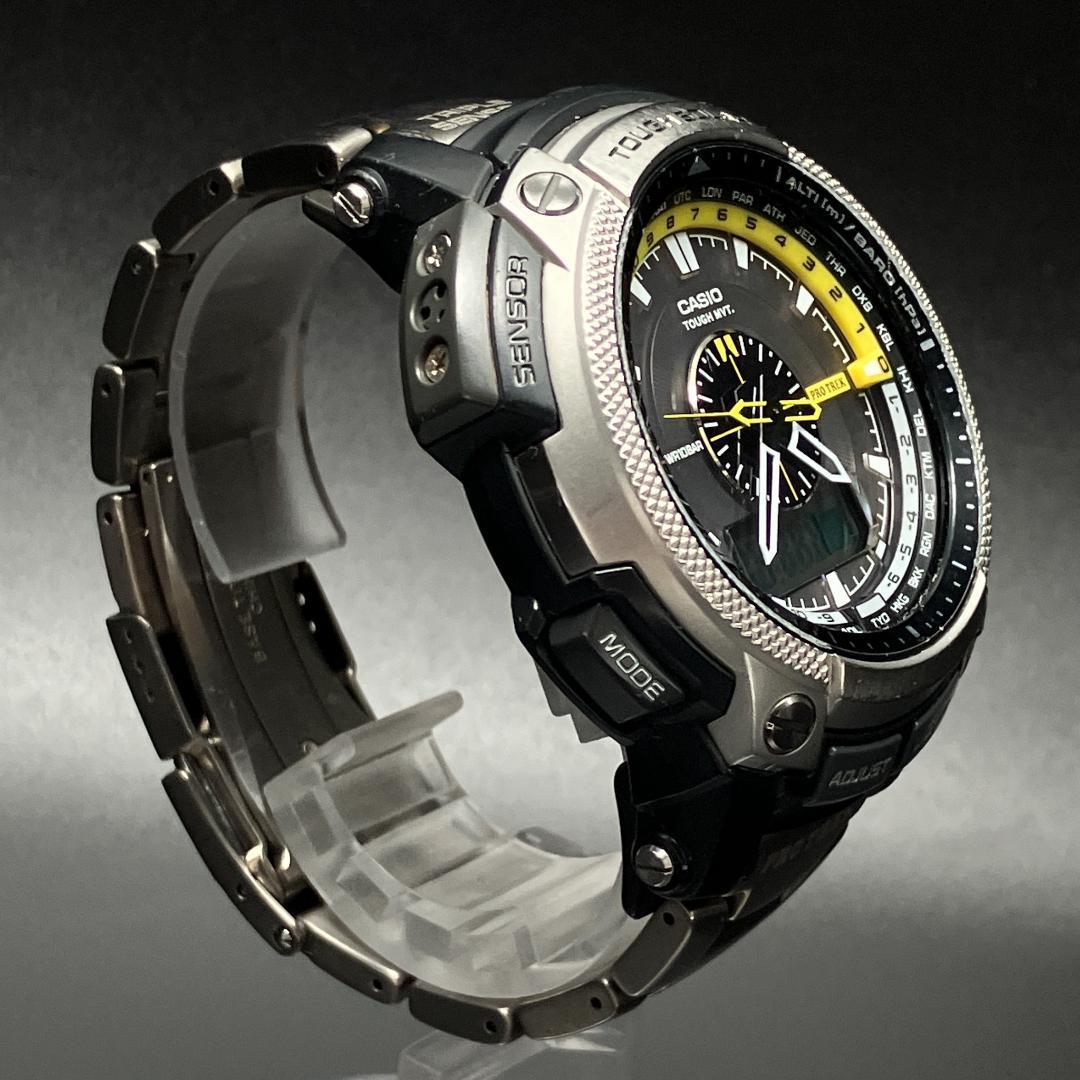 【電波ソーラー/稼働】カシオ プロトレック 腕時計 メンズ チタンベルト