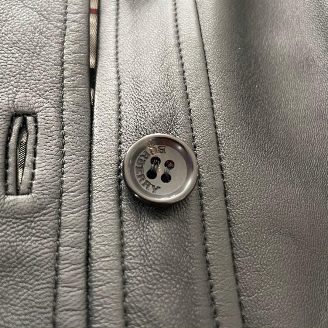 【極美品】バーバリー ロンドン ラム レザージャケット ノバチェック 黒 38