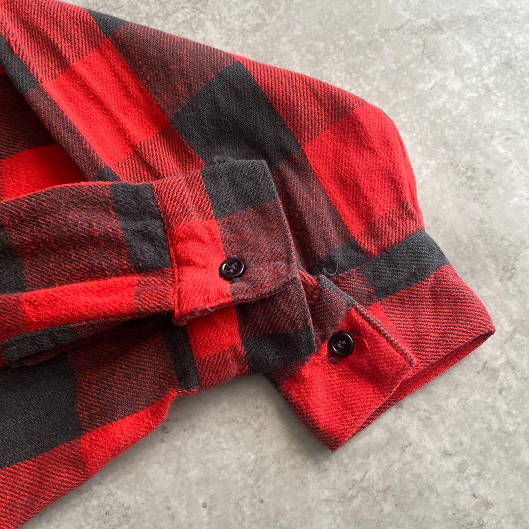 好配色70sファイブブラザーFIVE BROTHERネルシャツUSA製L赤×黒