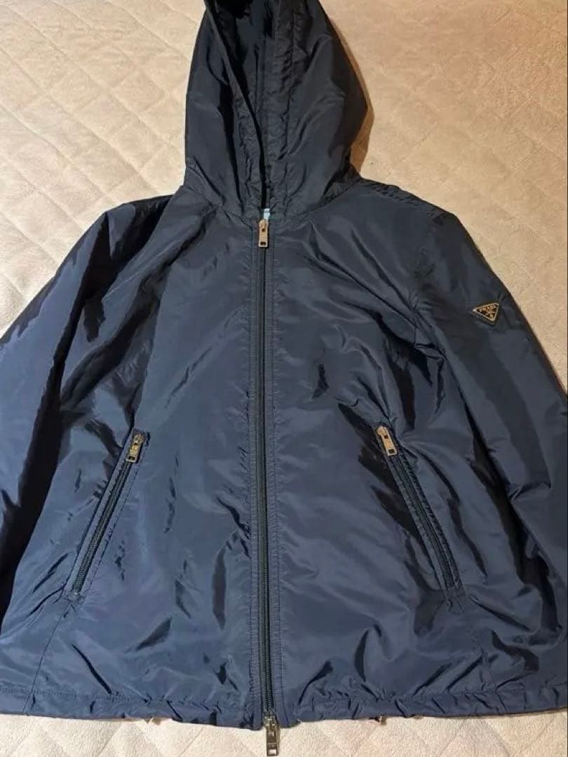 PRADA ナイロンジャケット 中綿 ネイビー三角ロゴ アウター ブルゾン
