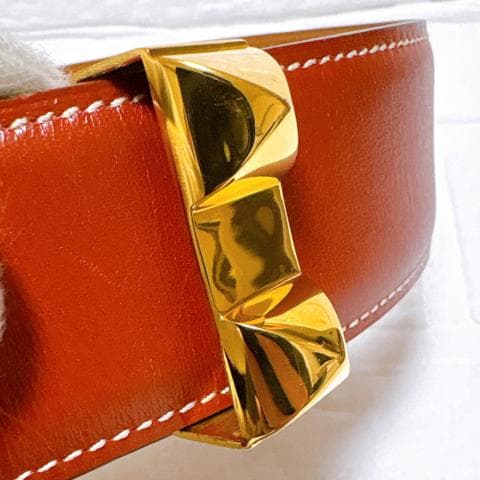HERMES エルメス コリエドシアン メドール ベルト ブラウン×ゴールド