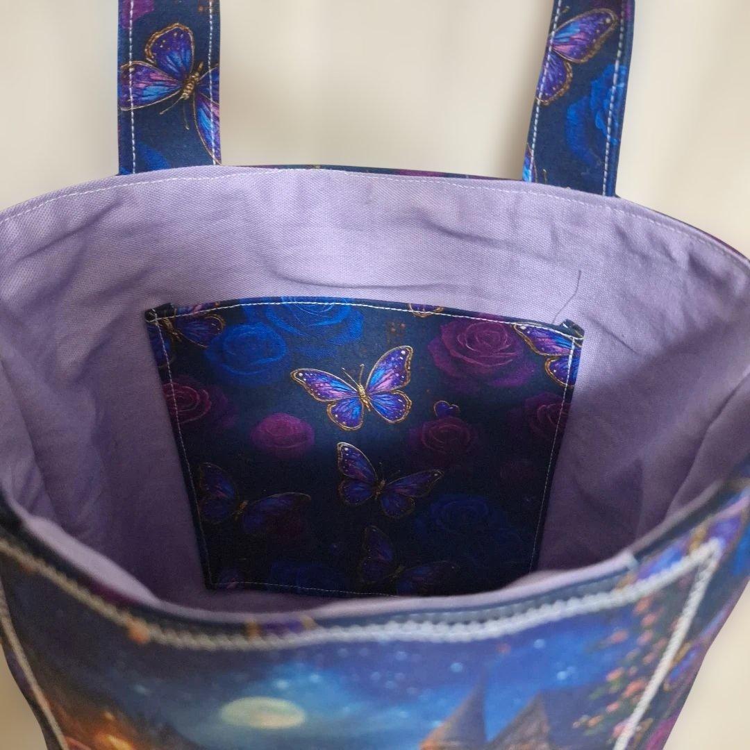 激レアねこパネル生地　ハンドメイド　ミニバック　まちなしバッグ　ポーチ