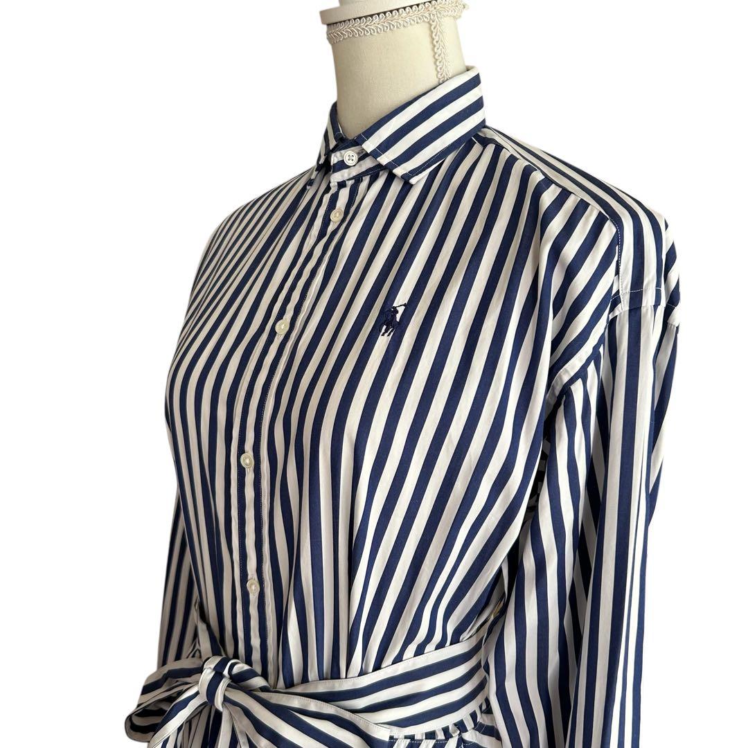 ♦︎ラルフローレン　ベルテッド ストライプド コットン シャツドレス　ワンピース