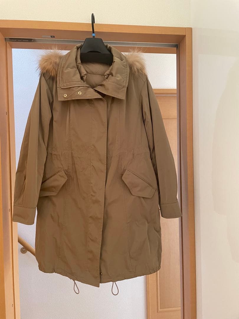 本日限定価格★未使用品【自由区】カーキ ベージュフード付きモッズコート　38