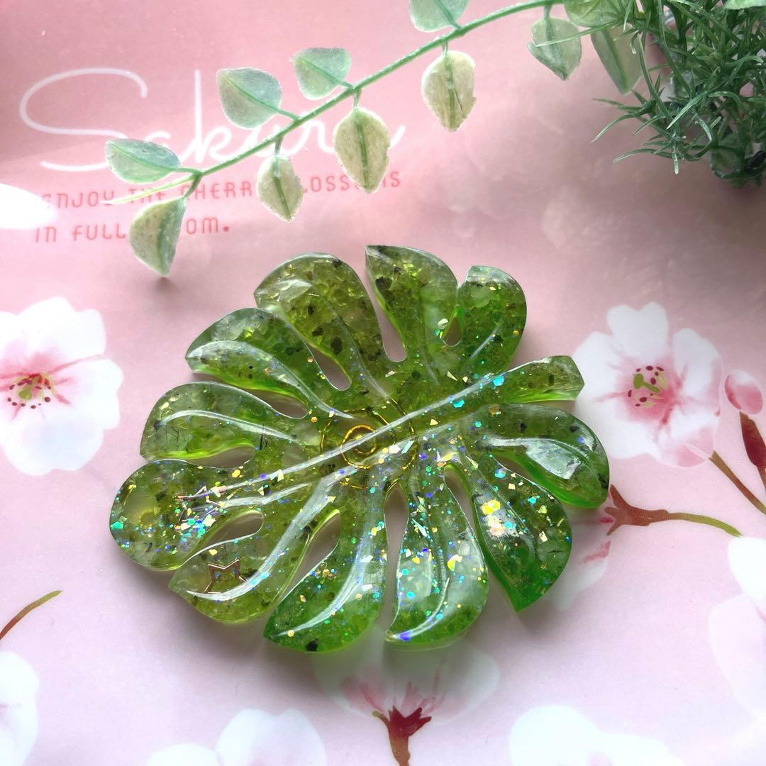 つねりん オルゴナイト　モンステラ型　4点