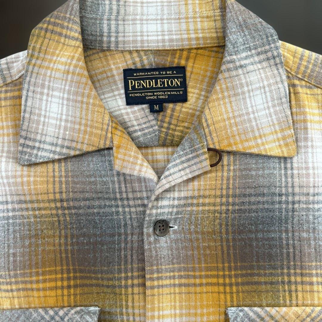 ペンドルトン　グレー　ベージュ　イエロー　ホワイト　ボードシャツ　オープンカラー