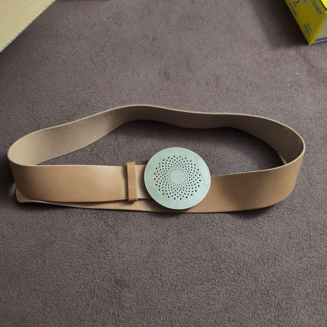 いち918様♡♡CHANEL ベージュ 円形バックル ベルト 幅約4.5cm