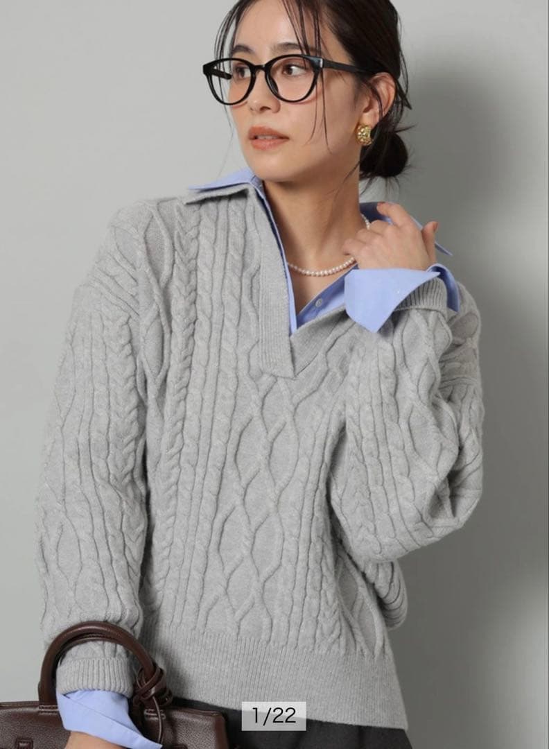 アルページュストーリー　シャツドッキングケーブルニット