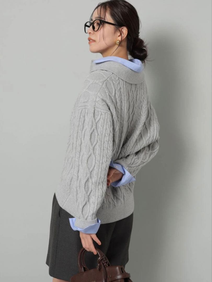 アルページュストーリー　シャツドッキングケーブルニット